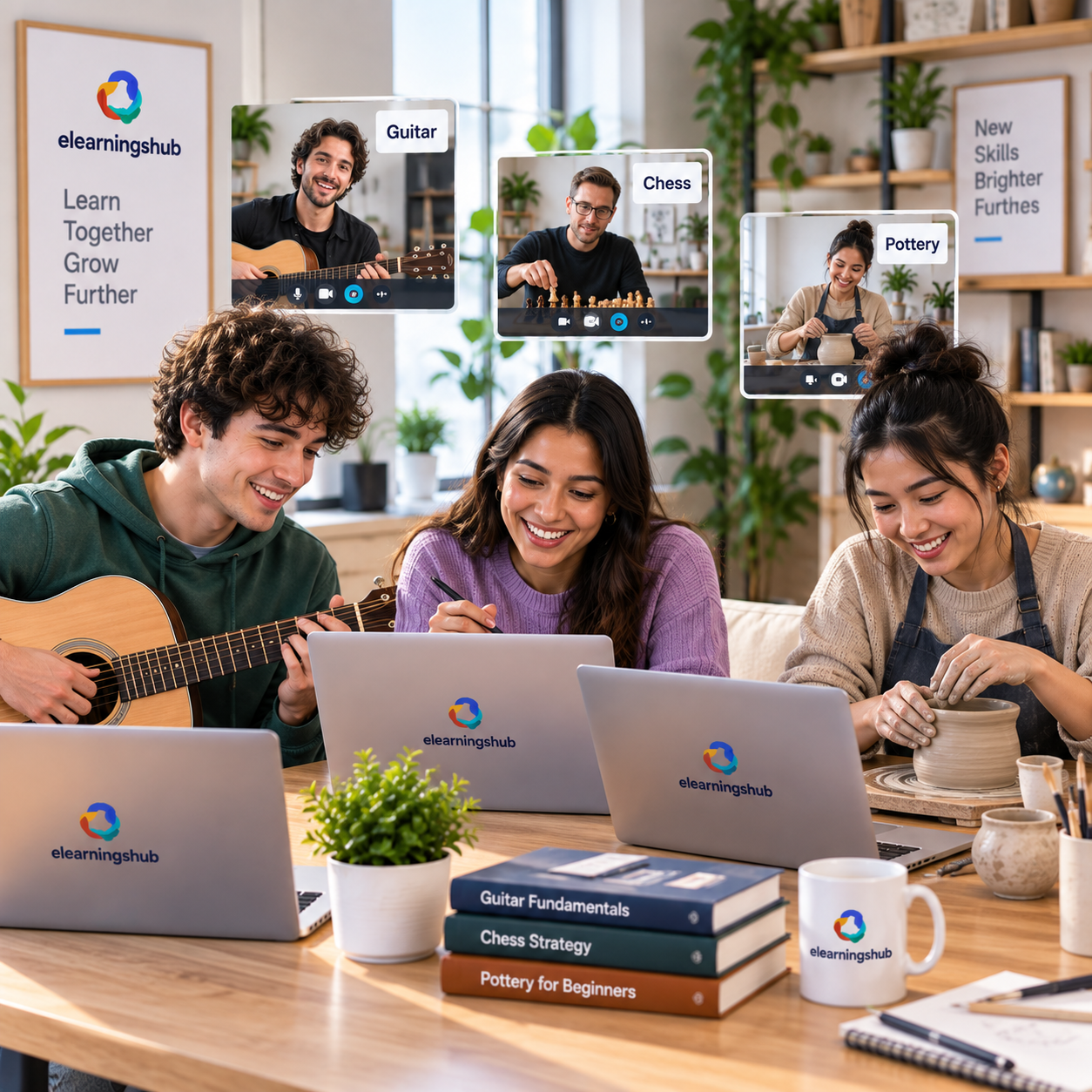 People working and learning together